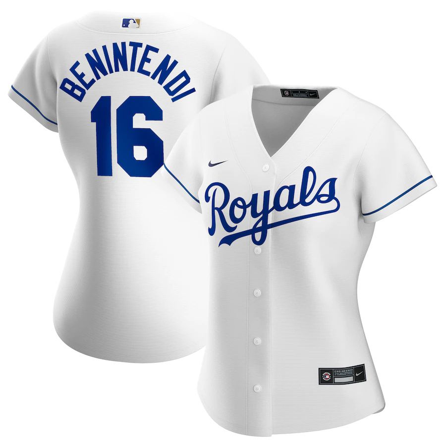 Womens Kansas City Royals 16 Andrew Benintendi Nike White Home Official Replica Player MLB Jerseys
